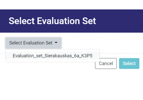 Selection of set of criteria